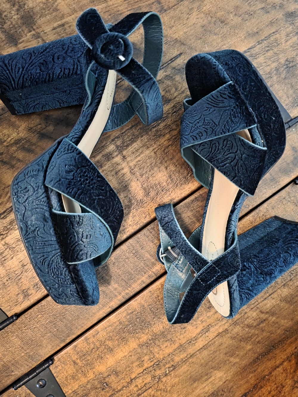 Women’s Velvet 4" Platform Sandals in Dark Teal - Cato